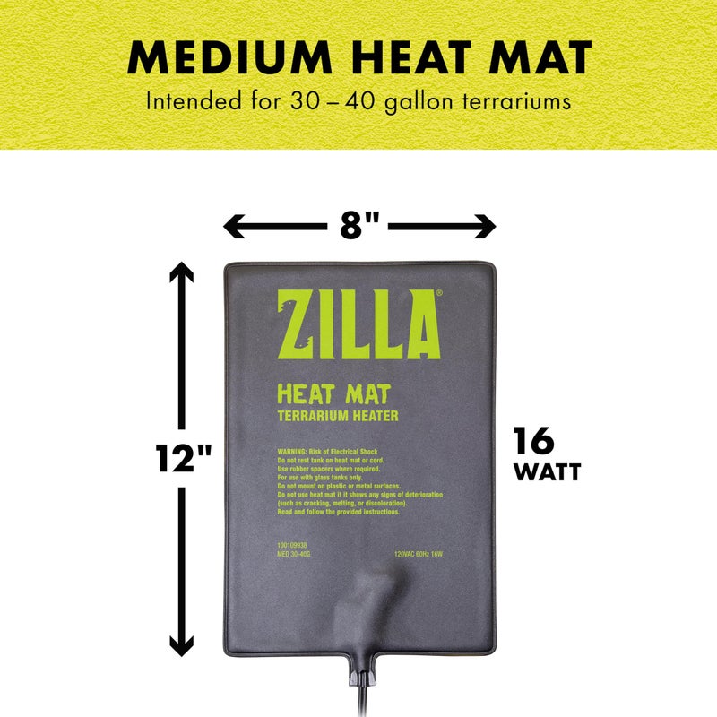 Zilla Heat Mat, Terrarium Heater for Reptiles, Snakes (Ball Pythons, Corn Snakes), Leopard Geckos, Tortoises, Amphibians and Arachnids, Medium, Fits 30-40 Gallon, 16 Watt - Image 3